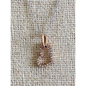 10kt solid gold genuine diamond heart pendant Necklace 19"